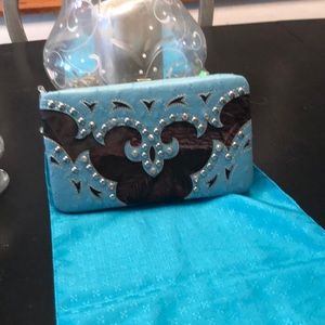 Light Blue/Camo Purse Clutch